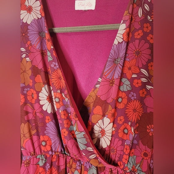 Pink Lily Women's Floral Rose Maxi Dress Cottagecore Soft Girl Balletcore Small - Picture 10 of 10